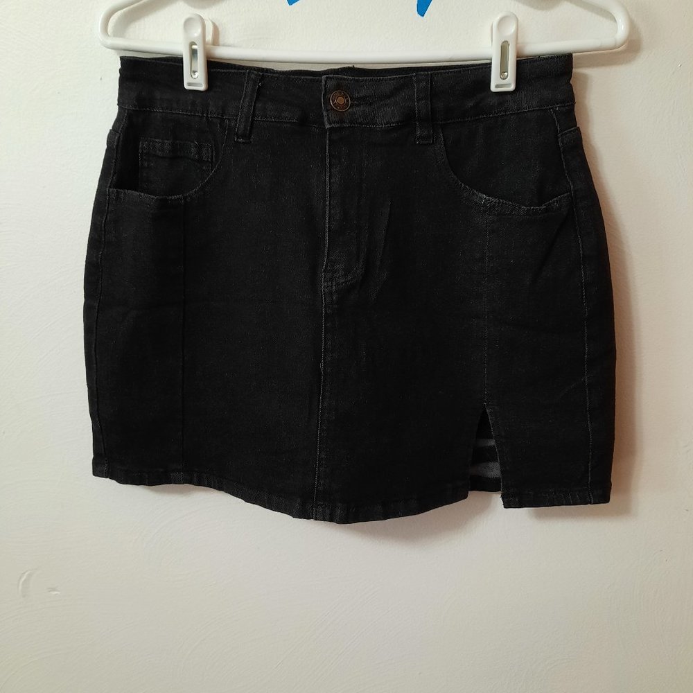 Luvamia Skorts High Waisted Denim Mini Side Slit